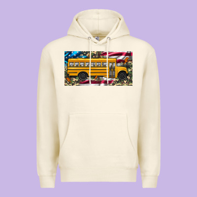 School Bus Camouflage American Flag License Plate Premium Hoodie Designed By Artiststas