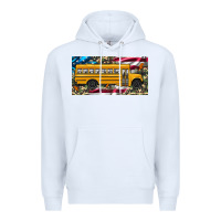 White school bus camouflage american flag license plate Premium Hoodie - Artiststas