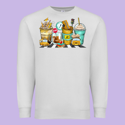 School Bus Coffee Cups Premium Sweatshirt Designed By Zillion Design Studio