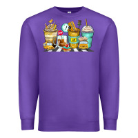 Purple school bus coffee cups Premium Sweatshirt - Zillion Design Studio
