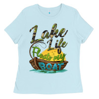 Baby Blue lake life floats my boat Ladies Tee - BarkalooDesign