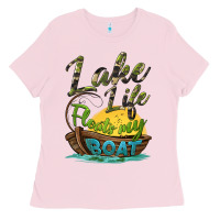 Bubblegum Pink lake life floats my boat Ladies Tee - BarkalooDesign