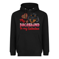 Black my dachshund is my valentine Heavyweight Hoodie - RanaPortraitStore