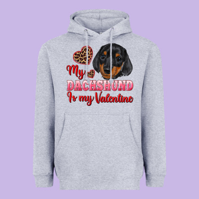 My Dachshund Is My Valentine Heavyweight Hoodie Designed By Ranaportraitstore