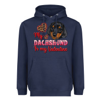 Navy my dachshund is my valentine Heavyweight Hoodie - RanaPortraitStore