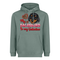 Sage my dachshund is my valentine Heavyweight Hoodie - RanaPortraitStore