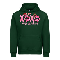 Forest Green xoxo hugs and kisses paws Urban Hoodie - NancyCooperArtShop