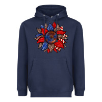 Navy American flag leopard sunflower Heavyweight Hoodie - Zillion Design Studio