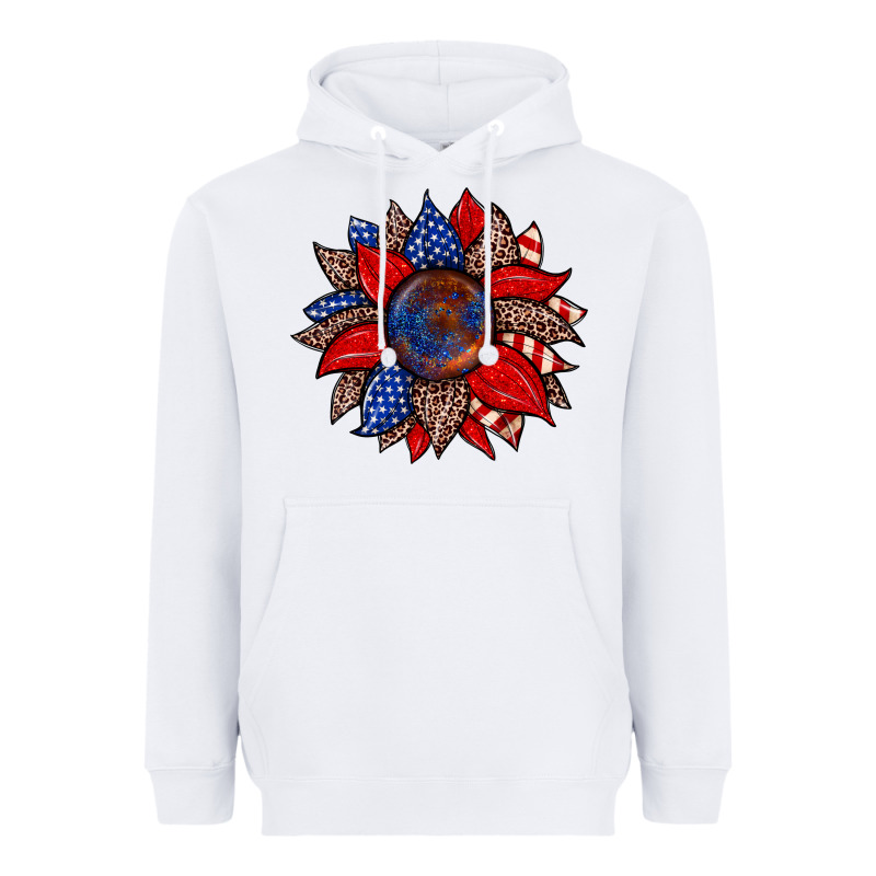 American Flag Leopard Sunflower Heavyweight Hoodie by Zillion Design Studio | Teevron
