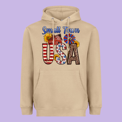 Small Town Usa Heavyweight Hoodie Designed By Zillion Design Studio