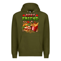 Army Green best friend hamburger potatoes Premium Hoodie - AdoDesignShop