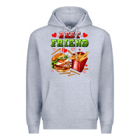 Heather Grey best friend hamburger potatoes Premium Hoodie - AdoDesignShop