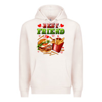 Pale Pink best friend hamburger potatoes Premium Hoodie - AdoDesignShop