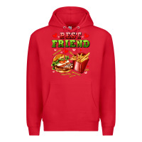 Red best friend hamburger potatoes Premium Hoodie - AdoDesignShop