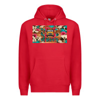 Red bus driver school bus cowhide license plate Premium Hoodie - Artiststas