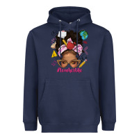 Navy afro messy bun teacherlife Heavyweight Hoodie - texasbilliewilder