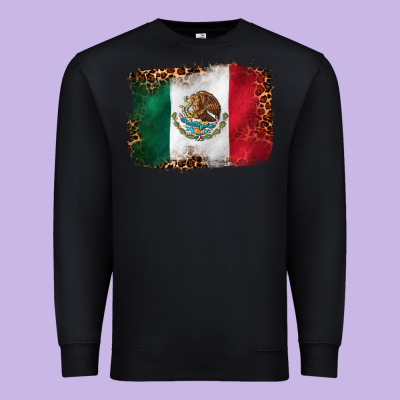 Mexican And Leopard Flag Premium Sweatshirt Designed By Cts Tumbler Store