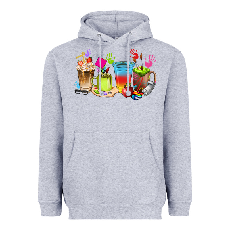 Art Teacher Coffee Cups Heavyweight Hoodie by texasbilliewilder | Teevron