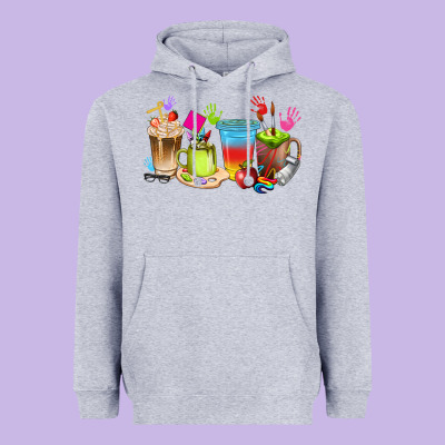 Art Teacher Coffee Cups Heavyweight Hoodie Designed By Texasbilliewilder