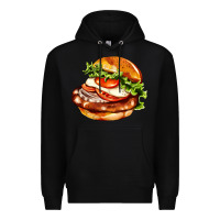 Black American hamburger Premium Hoodie - AdoDesignShop