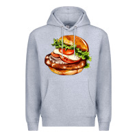 Heather Grey American hamburger Premium Hoodie - AdoDesignShop