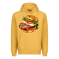 Mustard American hamburger Premium Hoodie - AdoDesignShop