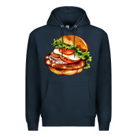 Navy American hamburger Premium Hoodie - AdoDesignShop