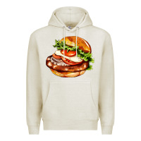 Oatmeal Heather American hamburger Premium Hoodie - AdoDesignShop