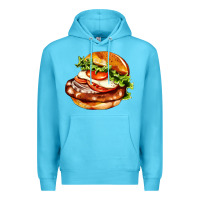 Ocean Blue American hamburger Premium Hoodie - AdoDesignShop