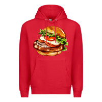 Red American hamburger Premium Hoodie - AdoDesignShop
