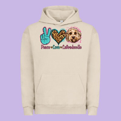 Peace Love Labradoodle Urban Hoodie Designed By Jasminsmagicworld