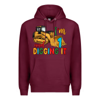 Burgundy i'm 1 and digging it Premium Hoodie - Artiststas