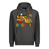 Charcoal Heather i'm 1 and digging it Premium Hoodie - Artiststas