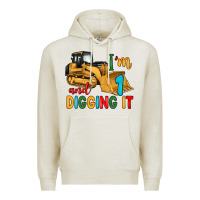 Oatmeal Heather i'm 1 and digging it Premium Hoodie - Artiststas