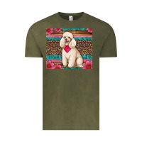 Vintage Olive standart poodle floral Vintage Tee - Artiststas