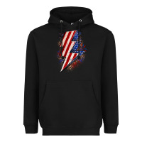 Black leopard american flag lightning bolt Heavyweight Hoodie - Zillion Design Studio