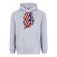 Heather Grey leopard american flag lightning bolt Heavyweight Hoodie - Zillion Design Studio