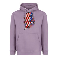 Lavender leopard american flag lightning bolt Heavyweight Hoodie - Zillion Design Studio