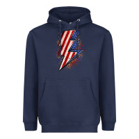 Navy leopard american flag lightning bolt Heavyweight Hoodie - Zillion Design Studio