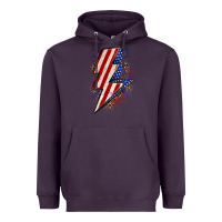 Plum leopard american flag lightning bolt Heavyweight Hoodie - Zillion Design Studio