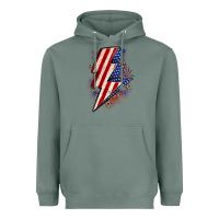 Sage leopard american flag lightning bolt Heavyweight Hoodie - Zillion Design Studio