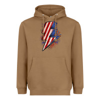 Toasted Coconut leopard american flag lightning bolt Heavyweight Hoodie - Zillion Design Studio
