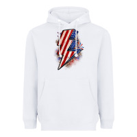 White leopard american flag lightning bolt Heavyweight Hoodie - Zillion Design Studio