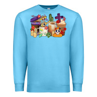 Ocean Blue mexican dia de los muertos coffee cups Premium Sweatshirt - CTS Tumbler Store