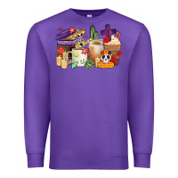 Purple mexican dia de los muertos coffee cups Premium Sweatshirt - CTS Tumbler Store