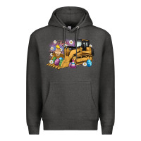 Charcoal Heather easter bulldozer bunny egg leopard Premium Hoodie - Artiststas