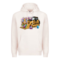 Pale Pink easter bulldozer bunny egg leopard Premium Hoodie - Artiststas