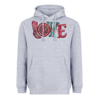 Heather Grey valentine's day love with boots and gemstone Heavyweight Hoodie - RanaPortraitStore