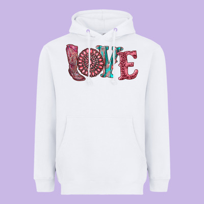 Valentine's Day Love With Boots And Gemstone Heavyweight Hoodie Designed By Ranaportraitstore