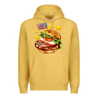 Antique Gold american flag and hamburger Premium Hoodie - AdoDesignShop